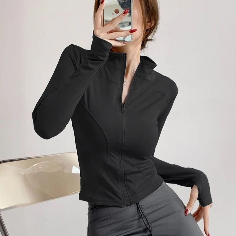 women zip fitness yoga jacket